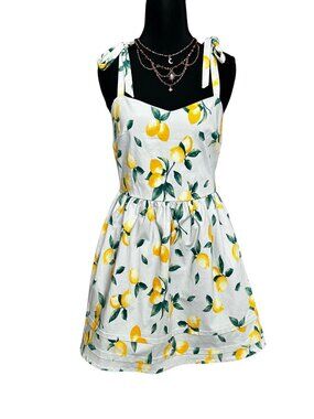 Blue Rain Lemon Print Casual Dress
